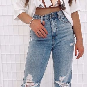 High rise “mom jeans”